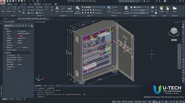 3D electrical panel in AutoCAD